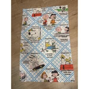 Vintage 1970s Charlie Brown Peanuts Snoopy Pillow Case Schulz “Happiness Is”
